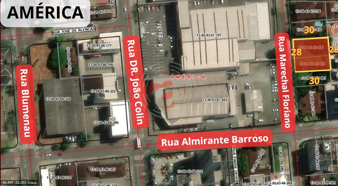 Terreno/Lote à venda  no América - Joinville, SC. Imóveis